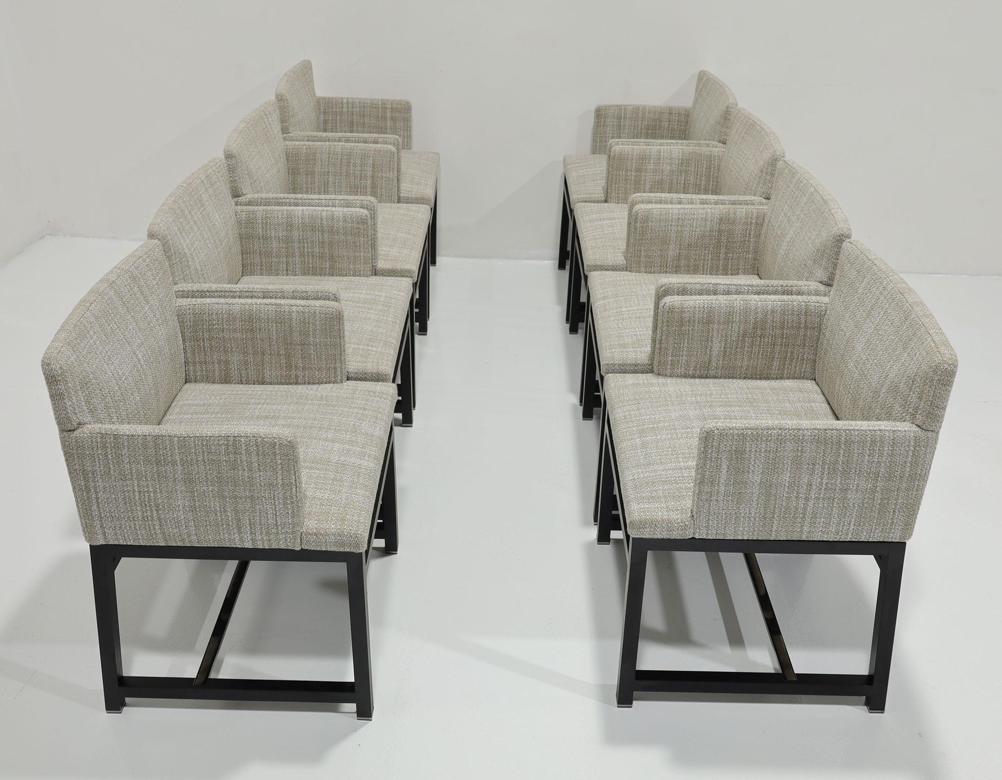 Moderno Sedie da pranzo Minotti, Set di 8,  in Tappezzeria neutra in vendita