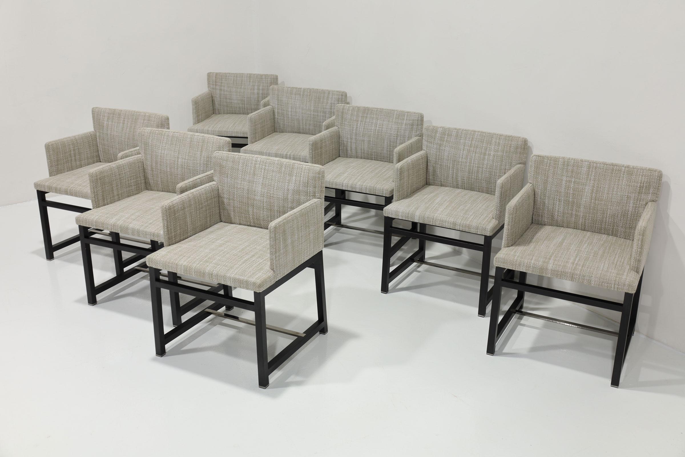 Italiano Sedie da pranzo Minotti, Set di 8,  in Tappezzeria neutra in vendita