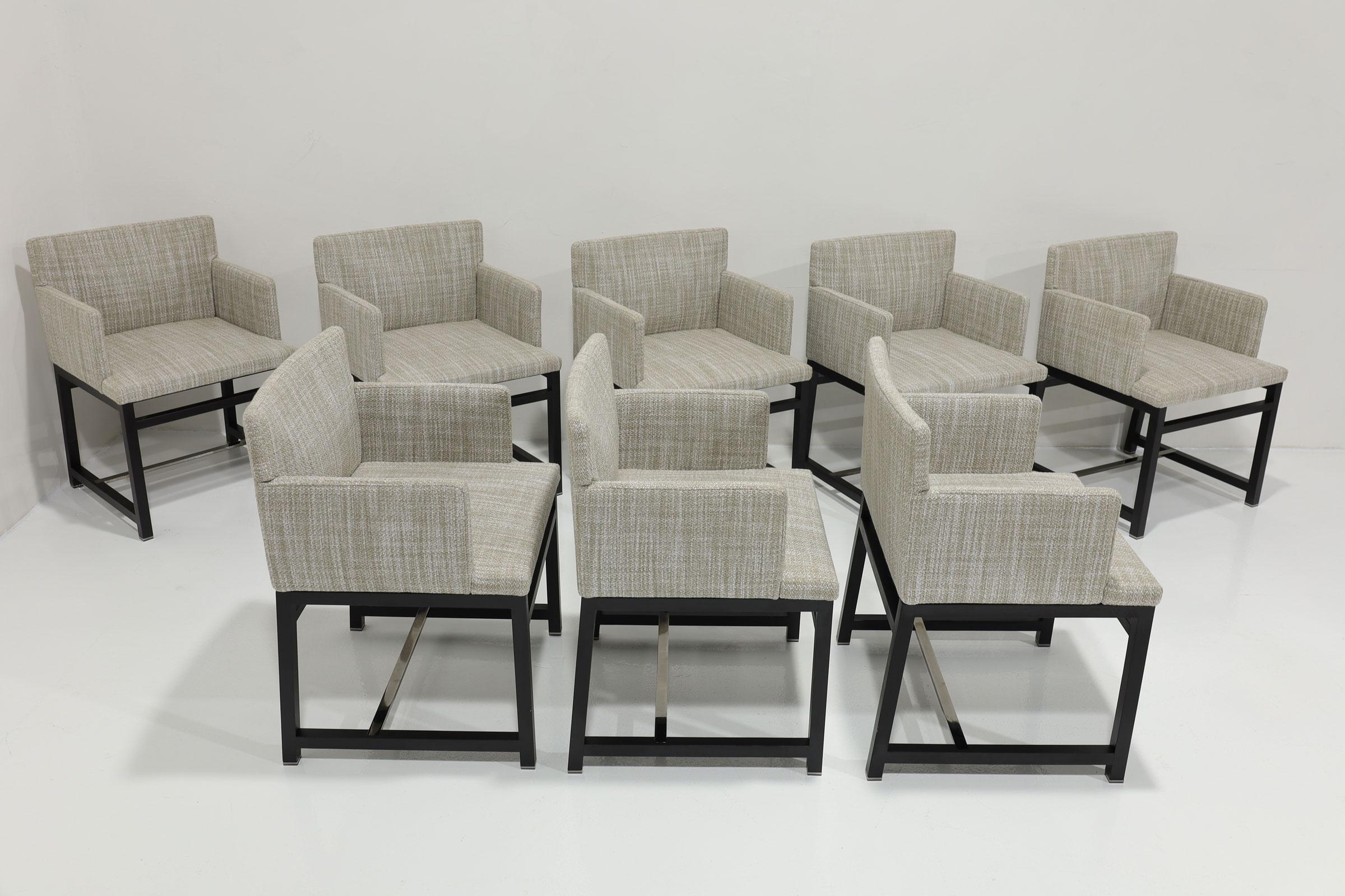 Sedie da pranzo Minotti, Set di 8,  in Tappezzeria neutra In condizioni buone in vendita a Dallas, TX