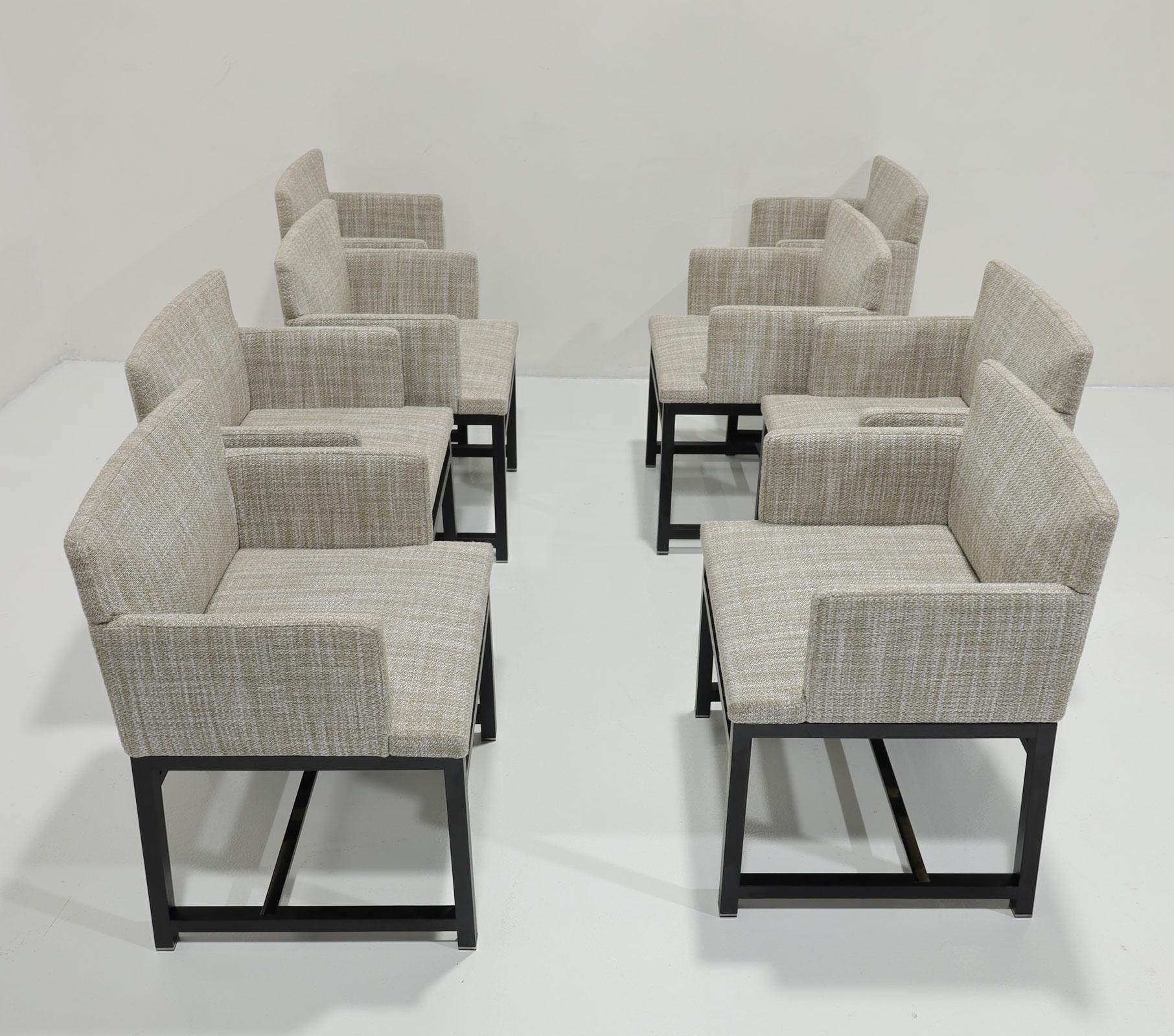 XXI secolo e contemporaneo Sedie da pranzo Minotti, Set di 8,  in Tappezzeria neutra in vendita