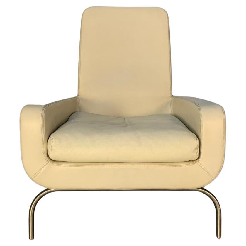 Minotti "Dubuffet" Armchair - in Cream "Pelle" Leather For Sale