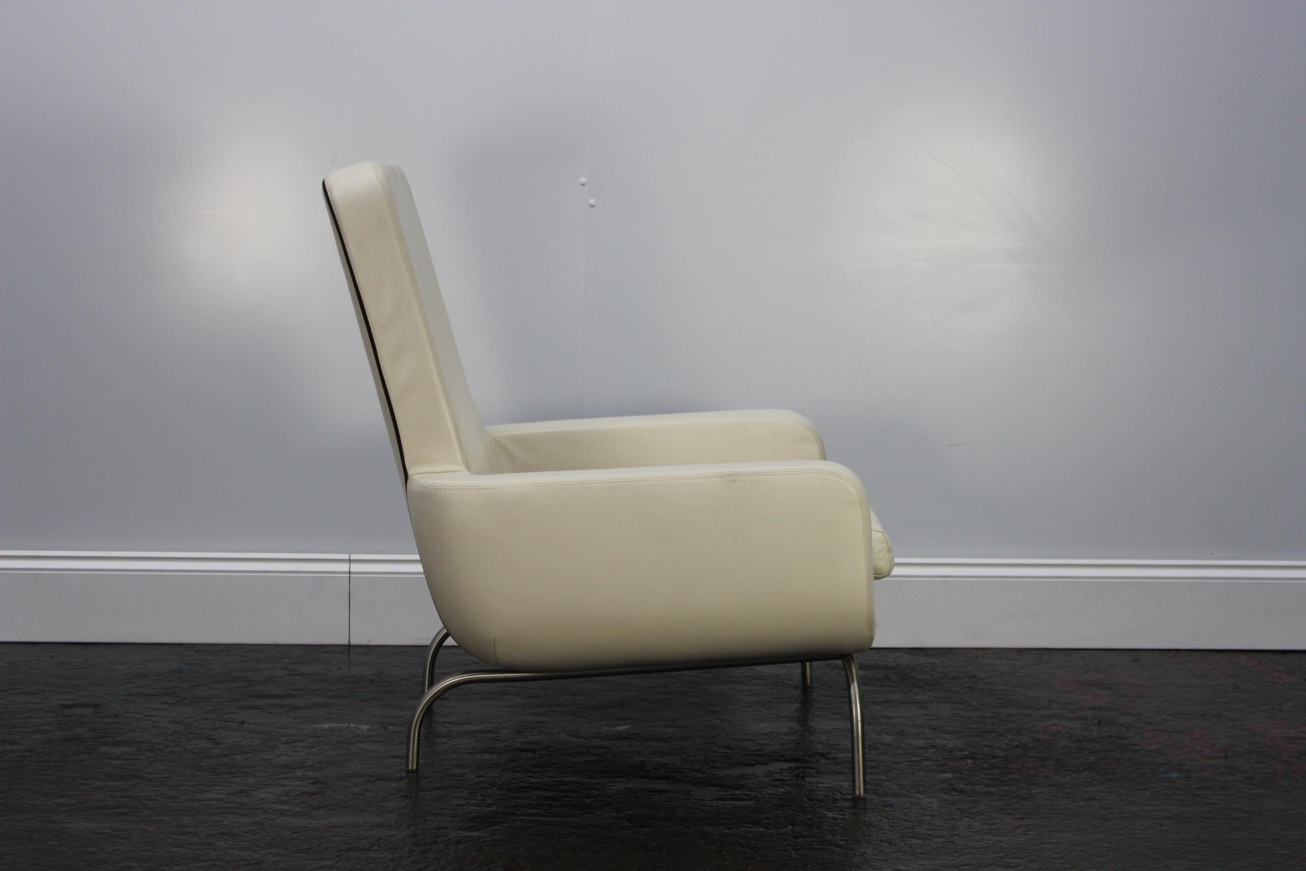 Minotti Dubuffet Sessel aus elfenbeinfarbenem Leder von Rodolfo Dordoni (Moderne) im Angebot