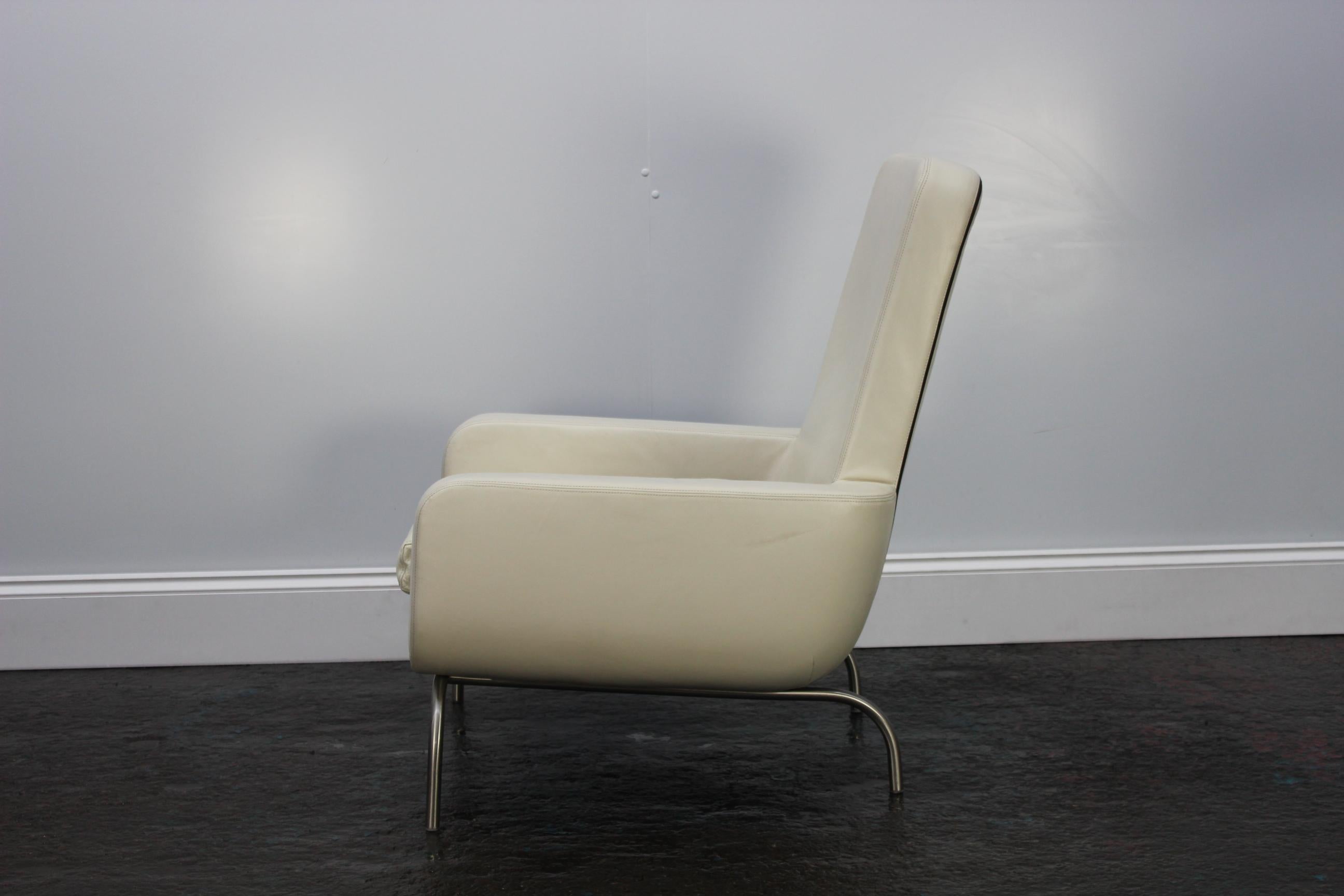Minotti Dubuffet Sessel aus elfenbeinfarbenem Leder von Rodolfo Dordoni (Italienisch) im Angebot