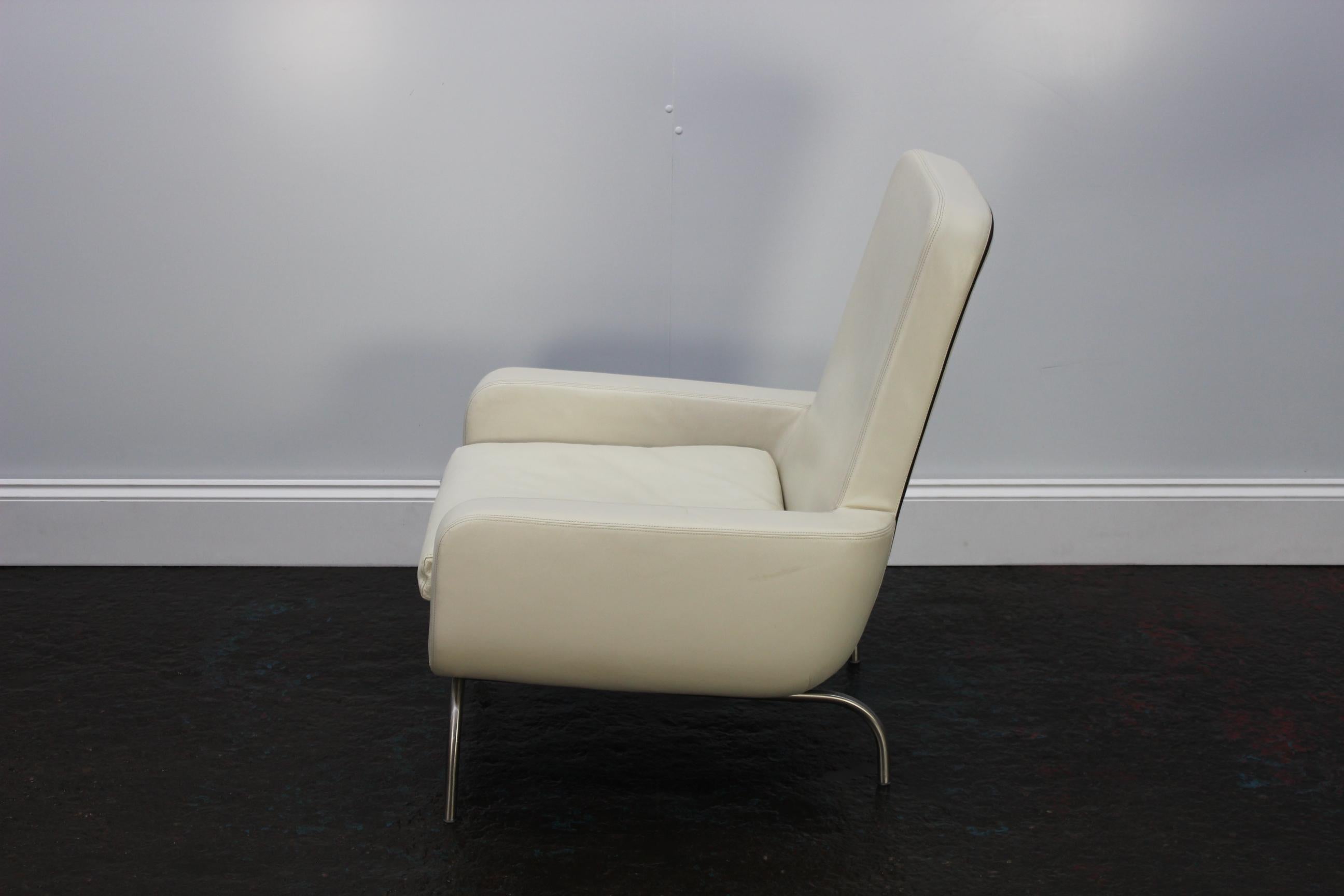 Minotti Dubuffet Sessel aus elfenbeinfarbenem Leder von Rodolfo Dordoni (21. Jahrhundert und zeitgenössisch) im Angebot