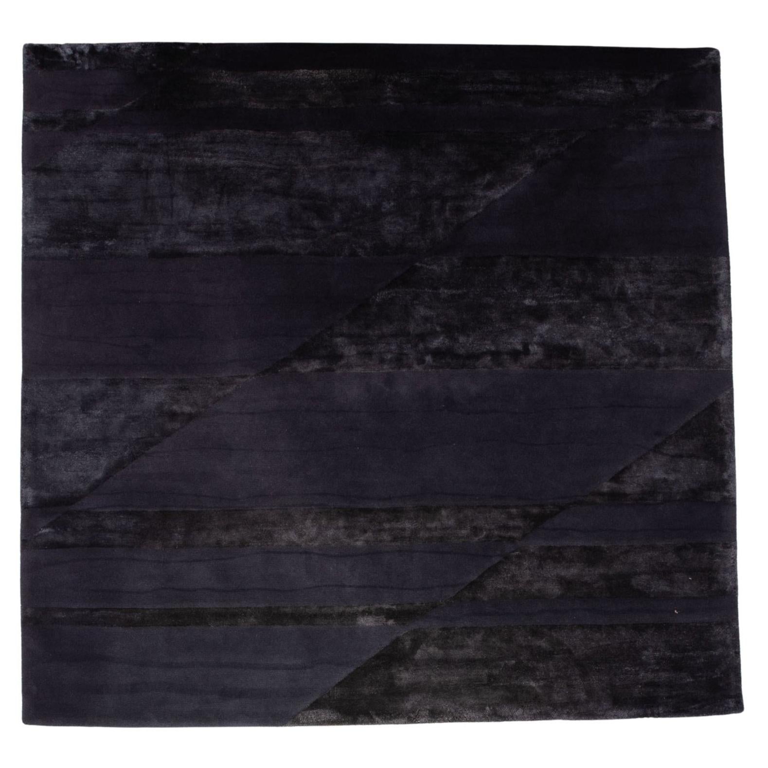 Minotti Fluxus Fabric Rug Dark Blue Pattern For Sale