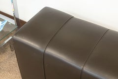 Minotti Freeman Italian Dark Brown Leather Contemporary Modern Rectangular Bench