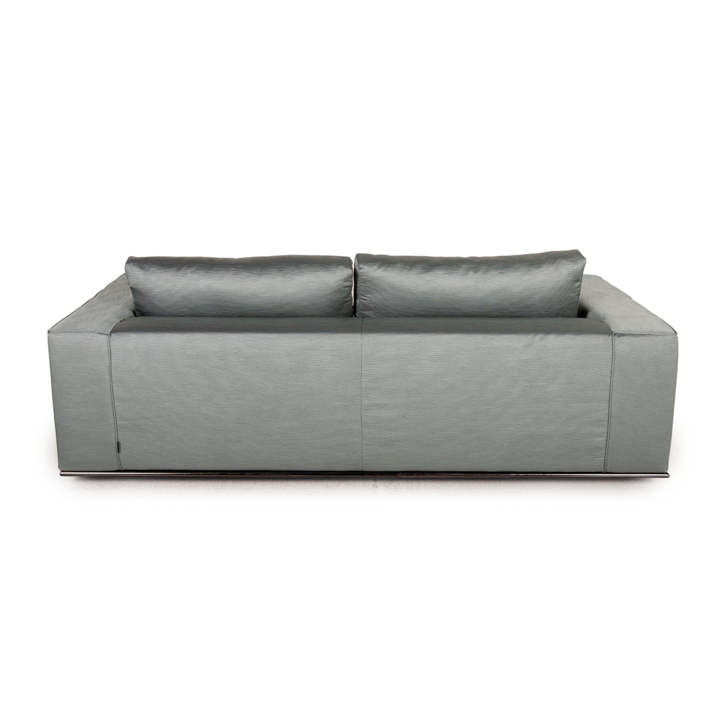 Italian Minotti Hamilton Fabric Sofa Green Two Seater Couch