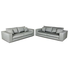 Minotti Hamilton Fabric Sofa Set Green 2x Two-Seater