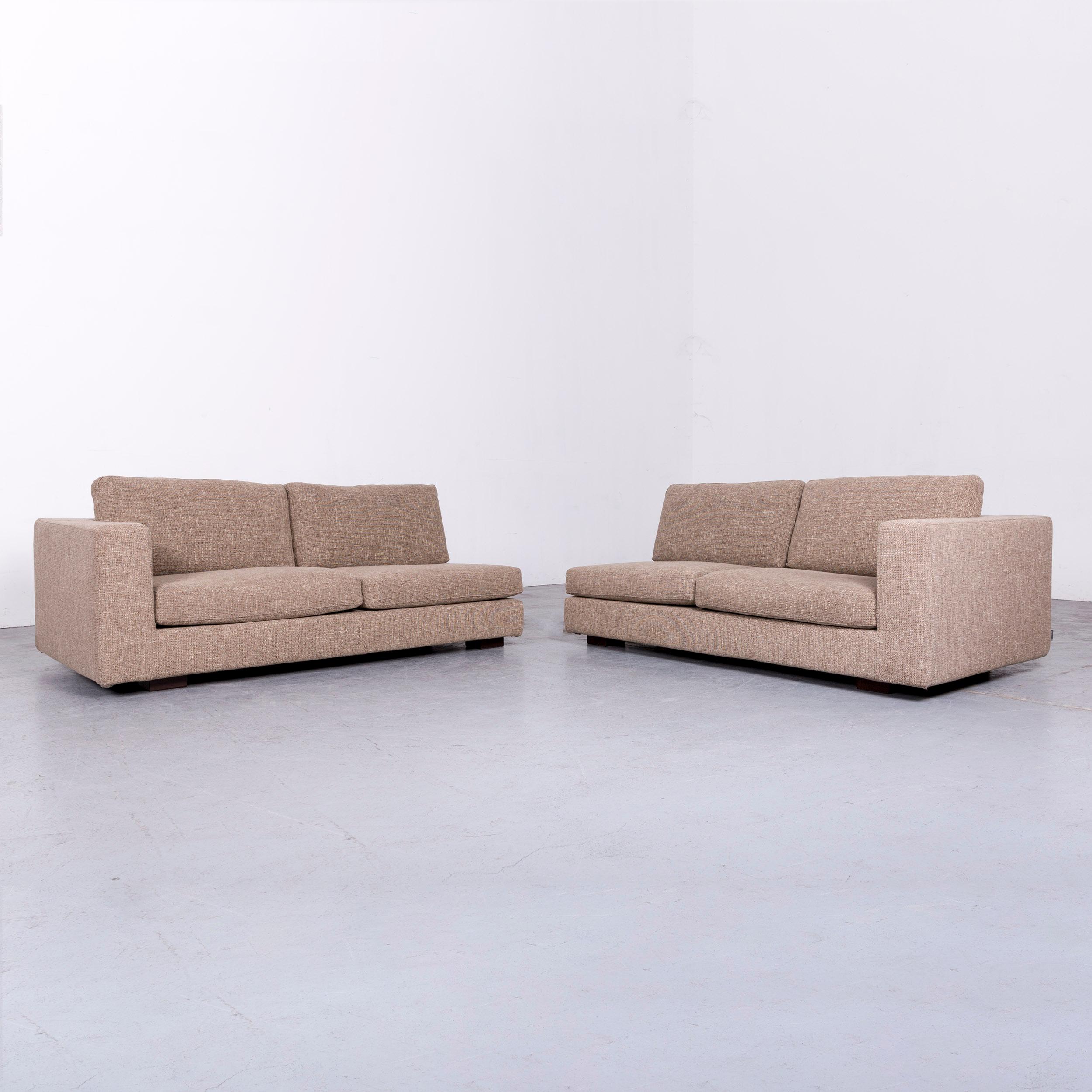 Italian Minotti Hilton Designer Fabric Sofa Brown Corner Couch