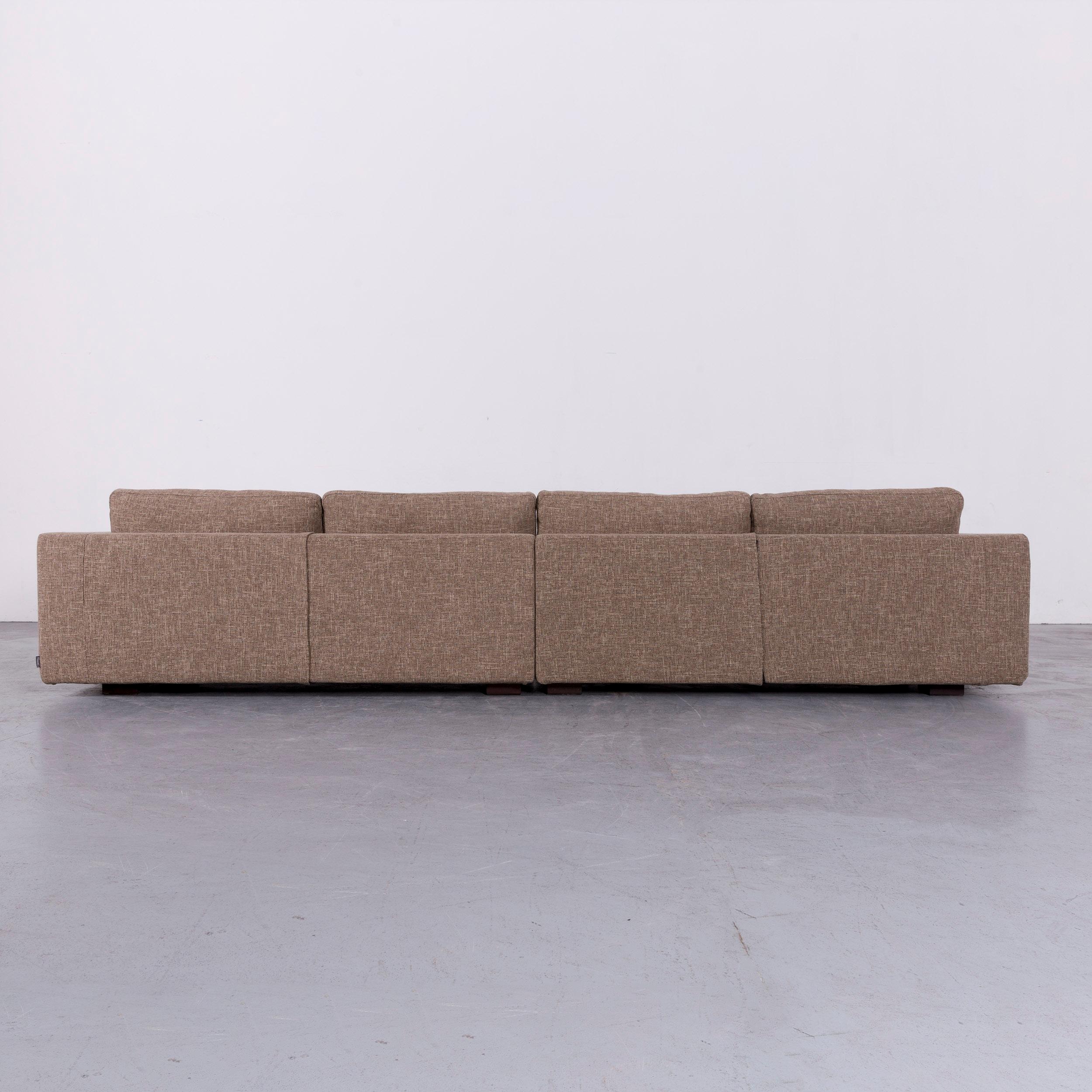 Minotti Hilton Designer Fabric Sofa Brown Corner Couch For Sale 2