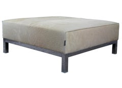 Moderner italienischer Couchtisch aus Rindsleder und Chrom von Minotti aus der Mitte des Jahrhunderts