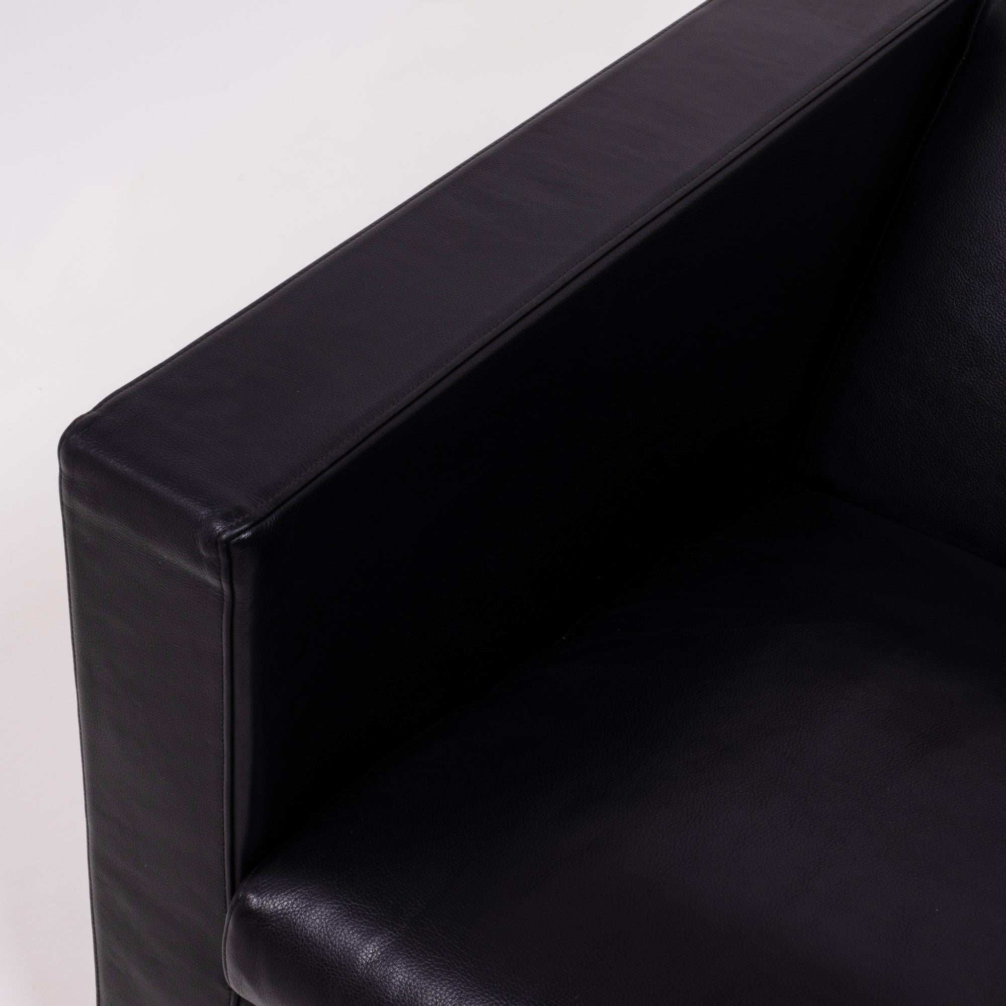 Minotti Klee Black Leather Armchair by Rodolfo Dordoni 4