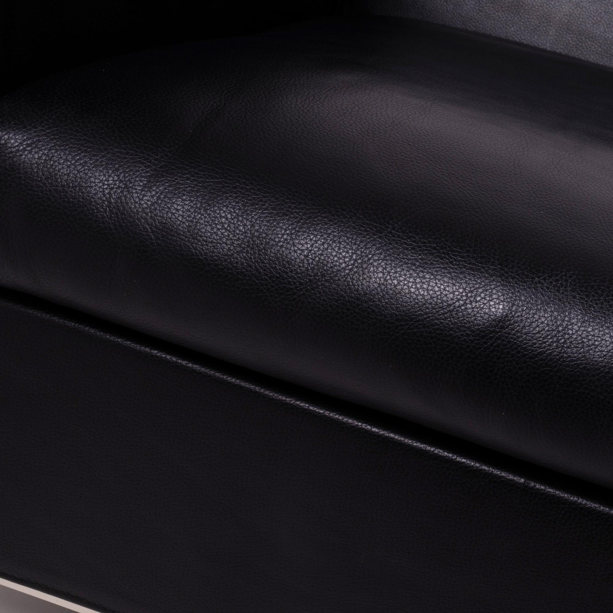 Minotti Klee Black Leather Armchair by Rodolfo Dordoni 5