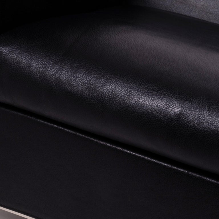 Minotti Klee Black Leather Armchair by Rodolfo Dordoni For Sale 6
