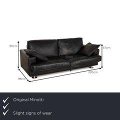 Minotti Lay Down Leather Sofa Black Two Seater Couch
