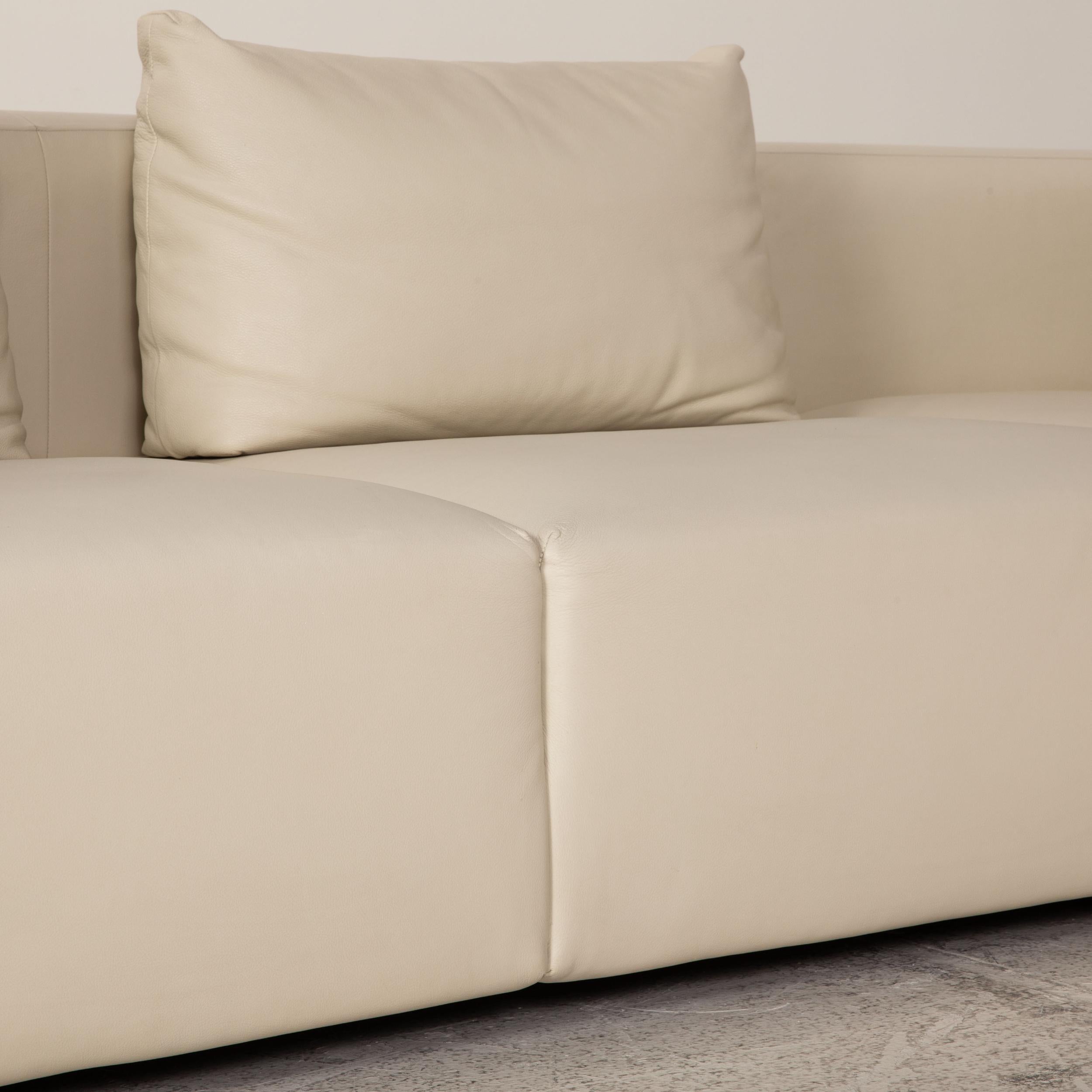 Italian Minotti Leather Sofa Cream Corner Sofa Couch For Sale