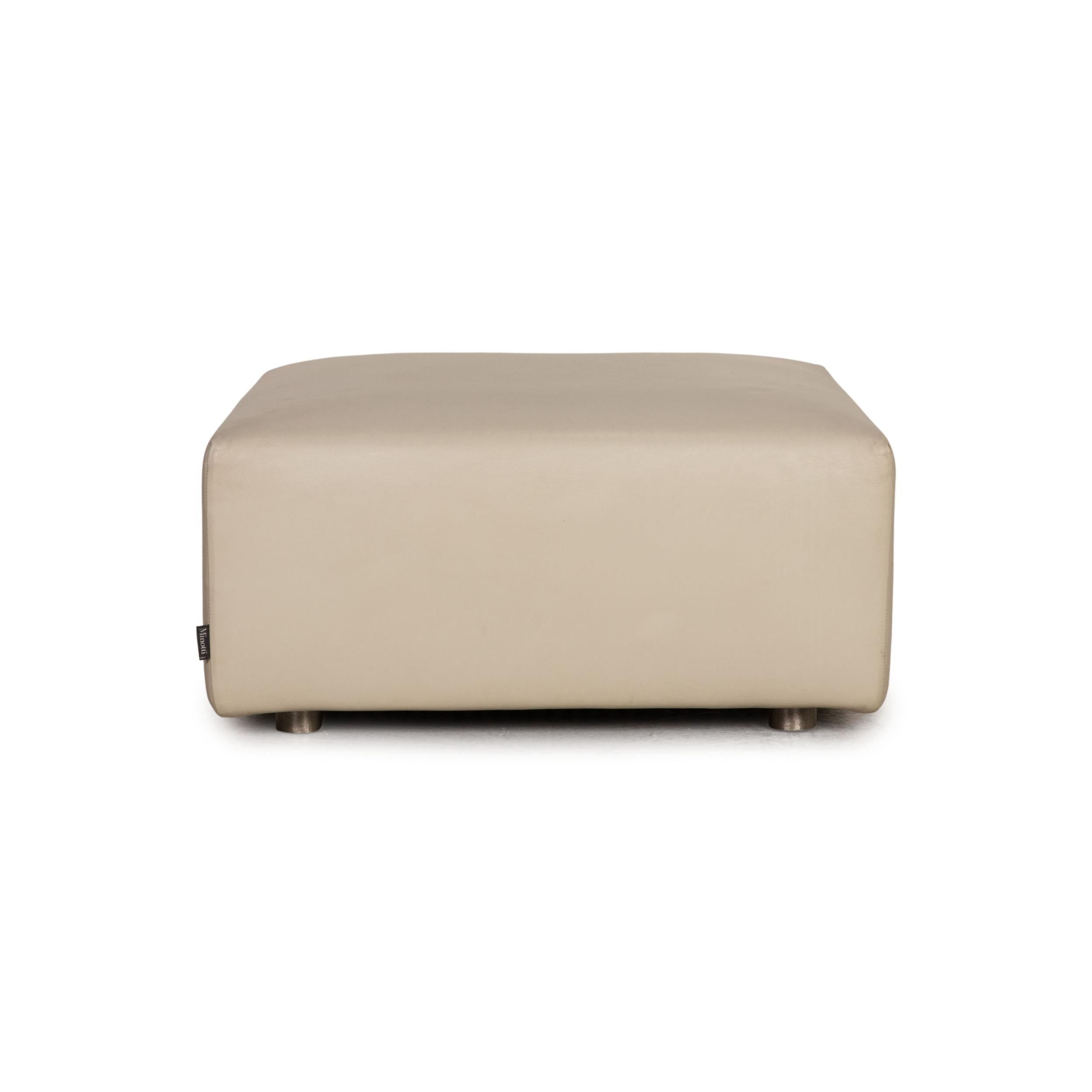 Minotti Leather Sofa Set Cream Corner Sofa Ottoman For Sale 9