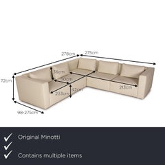 Minotti Leather Sofa Set Cream Corner Sofa Ottoman