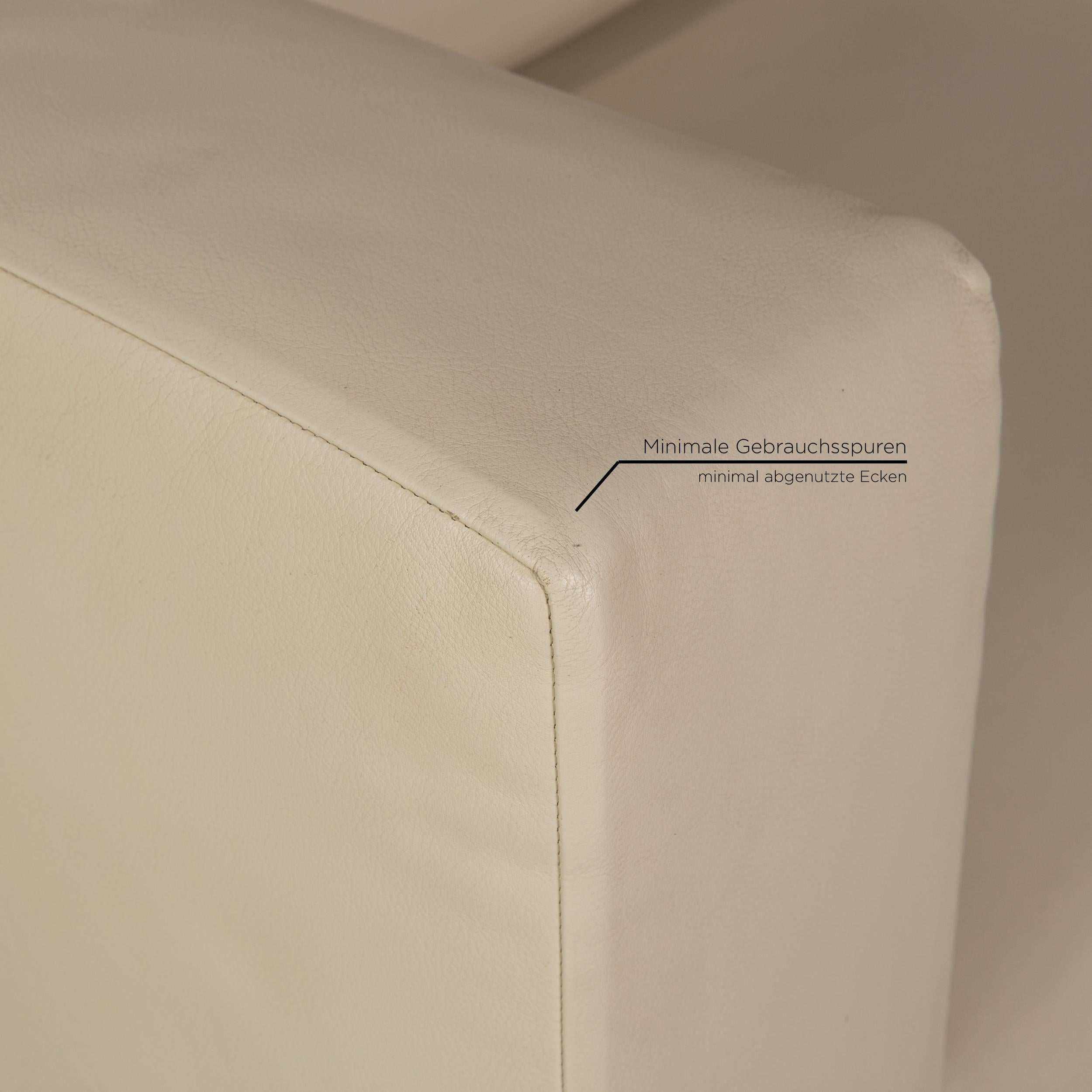 Contemporary Minotti Leather Sofa Set Cream Corner Sofa Ottoman For Sale