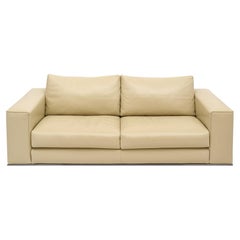 Minotti Leather Sofa with Nickel Base, Modern Millefiori Design