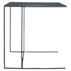 Minotti Leger Black Leather Top Side Table by Rodolfo Dordoni