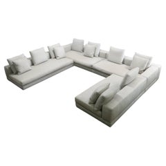 Minotti Hellgraues Sektionssofa