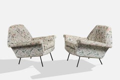 Minotti, fauteuils de salon, métal, tissu, Italie, années 1950