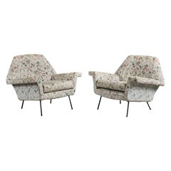 Minotti, fauteuils de salon, métal, tissu, Italie, années 1950