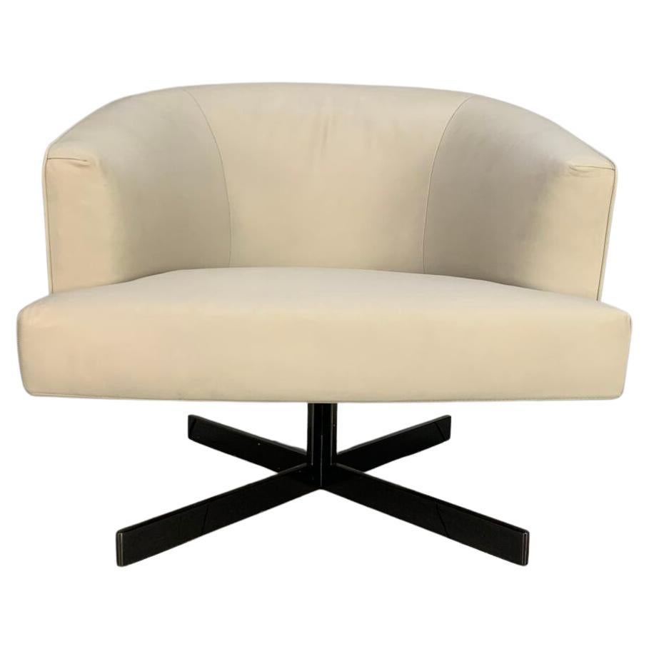 Minotti “Martin” Armchair – In Ivory “Pelle” Leather For Sale
