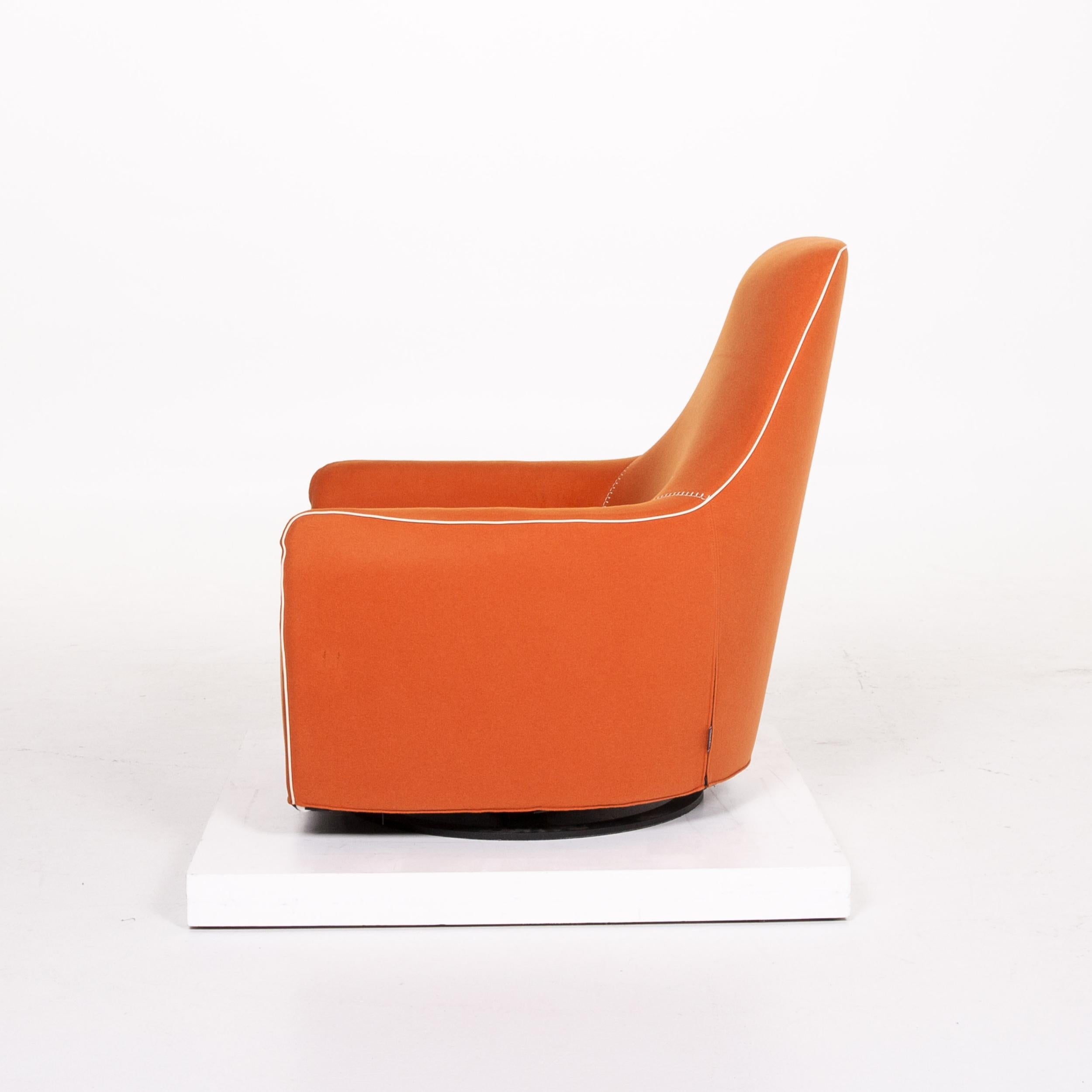 Minotti Portofino Fabric Armchair Includes Stool Orange For Sale 8