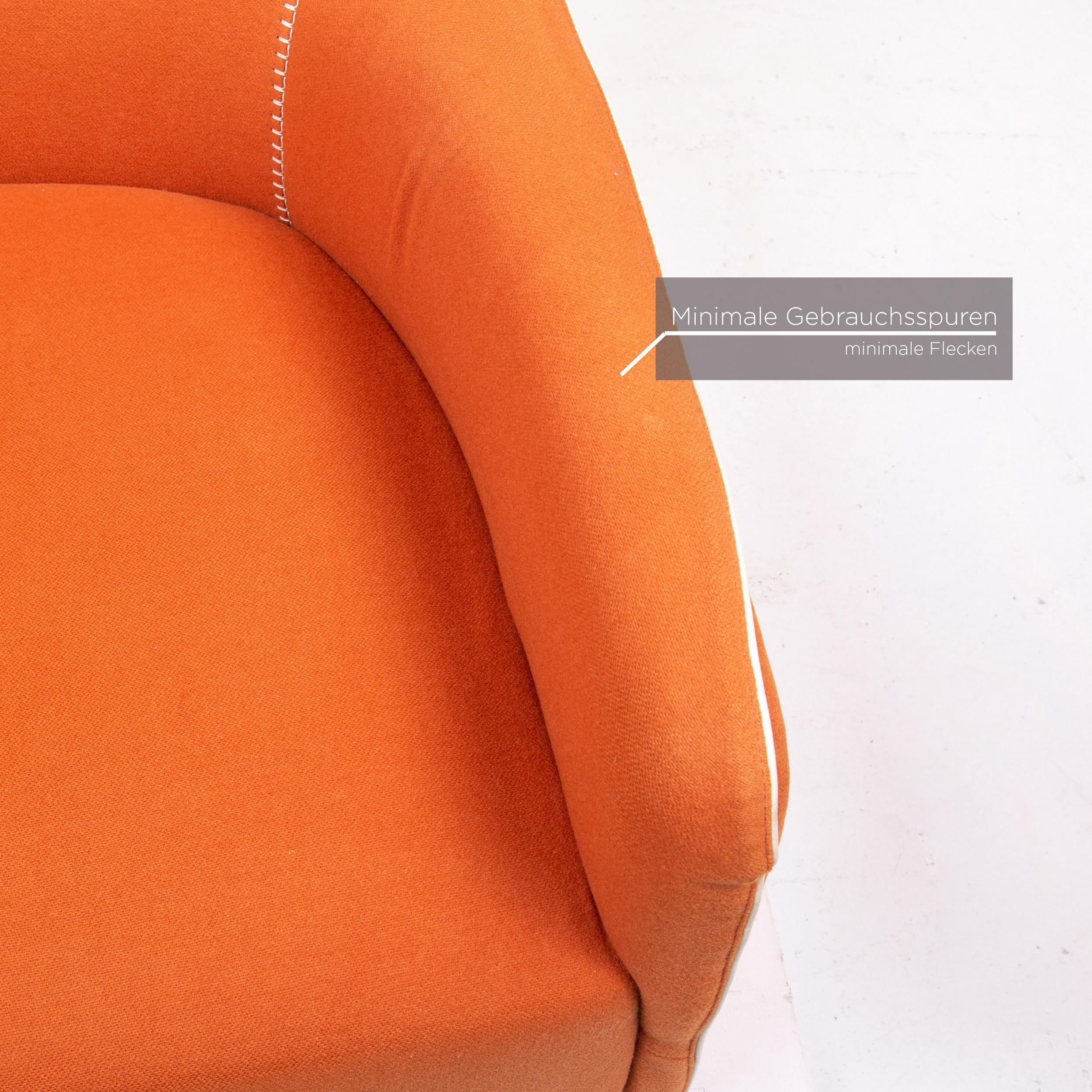 Minotti Portofino Leather Armchair Includes Stool Orange For Sale 2