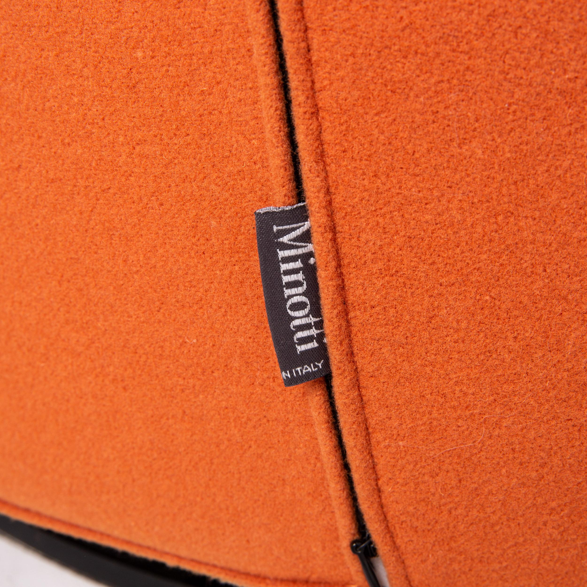 Minotti Portofino Leather Armchair Includes Stool Orange For Sale 4