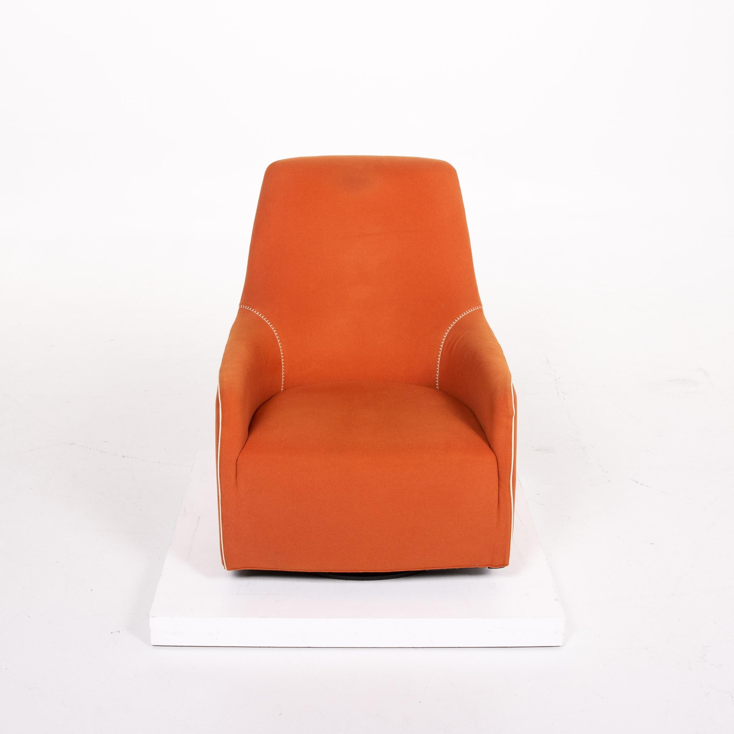 Minotti Portofino Leather Armchair Includes Stool Orange For Sale 5