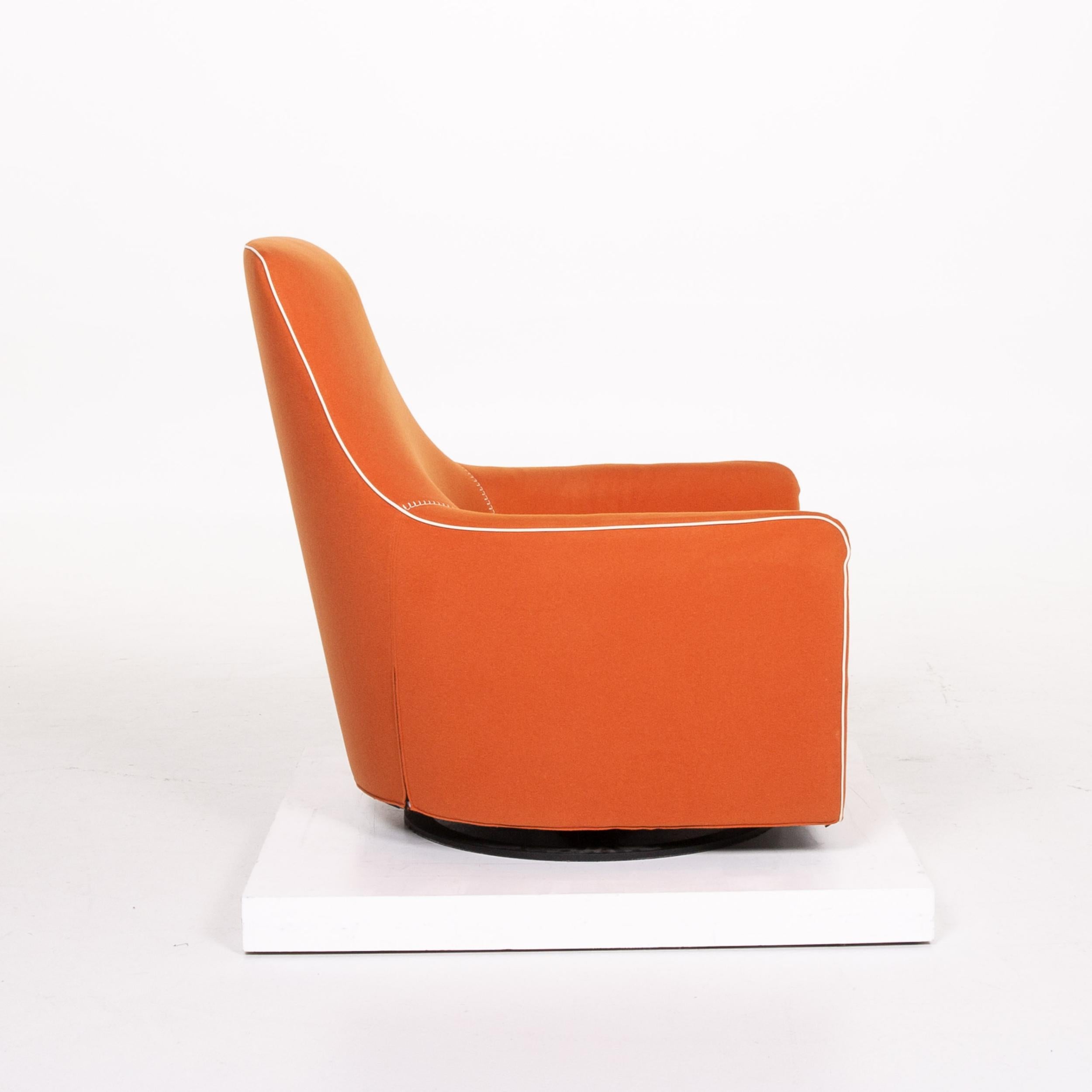 Minotti Portofino Leather Armchair Includes Stool Orange For Sale 6
