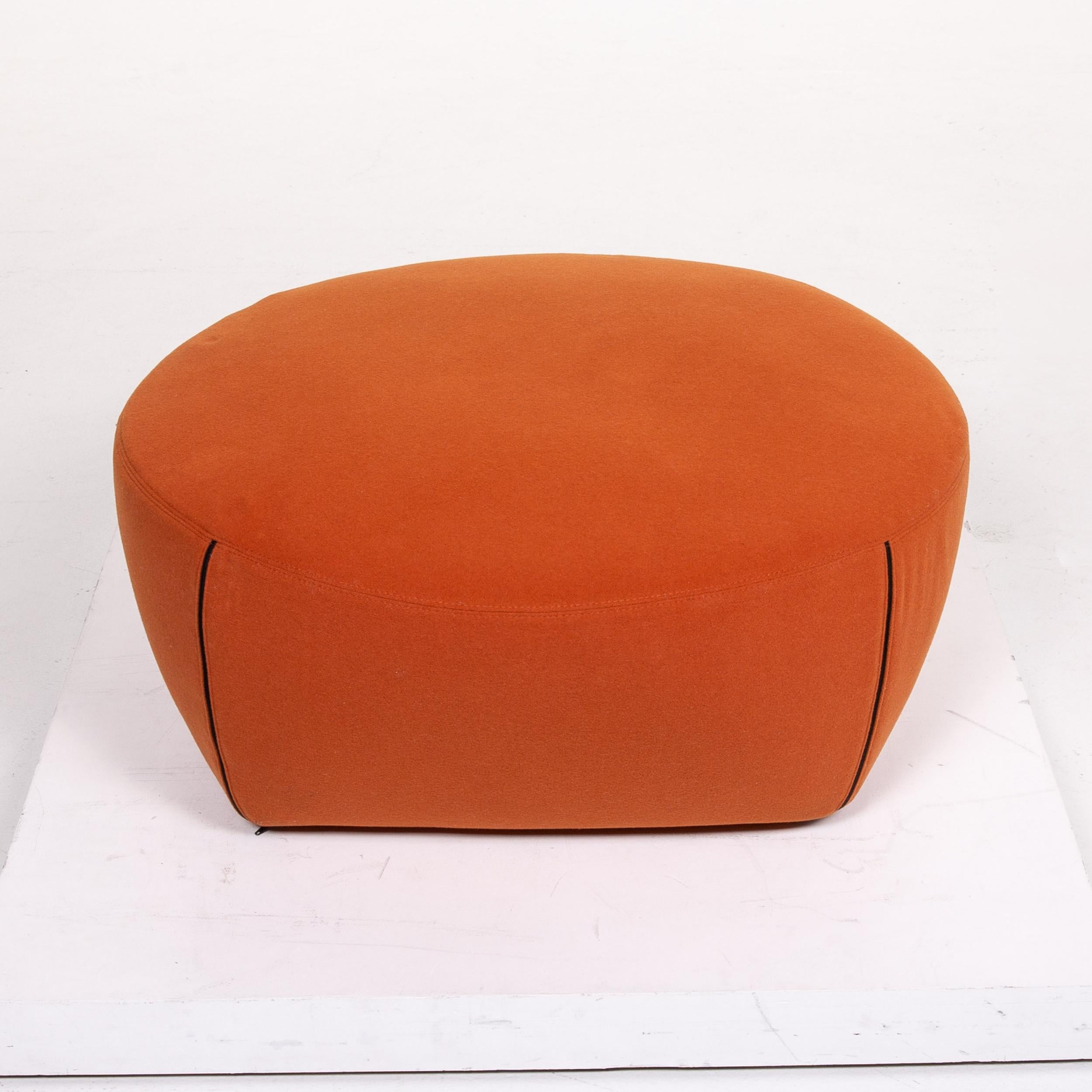 Minotti Portofino Leather Armchair Includes Stool Orange For Sale 10