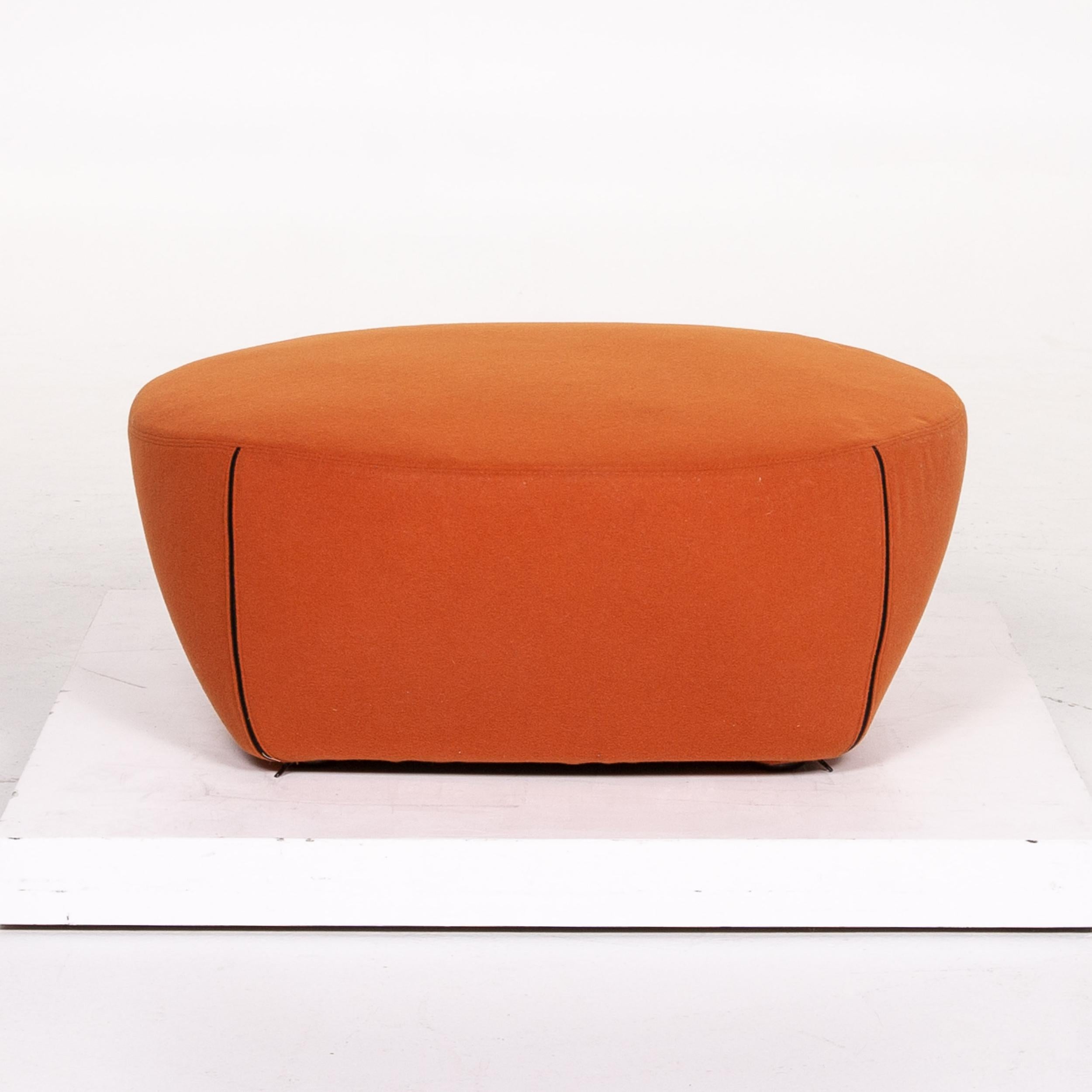 Minotti Portofino Leather Armchair Includes Stool Orange For Sale 11
