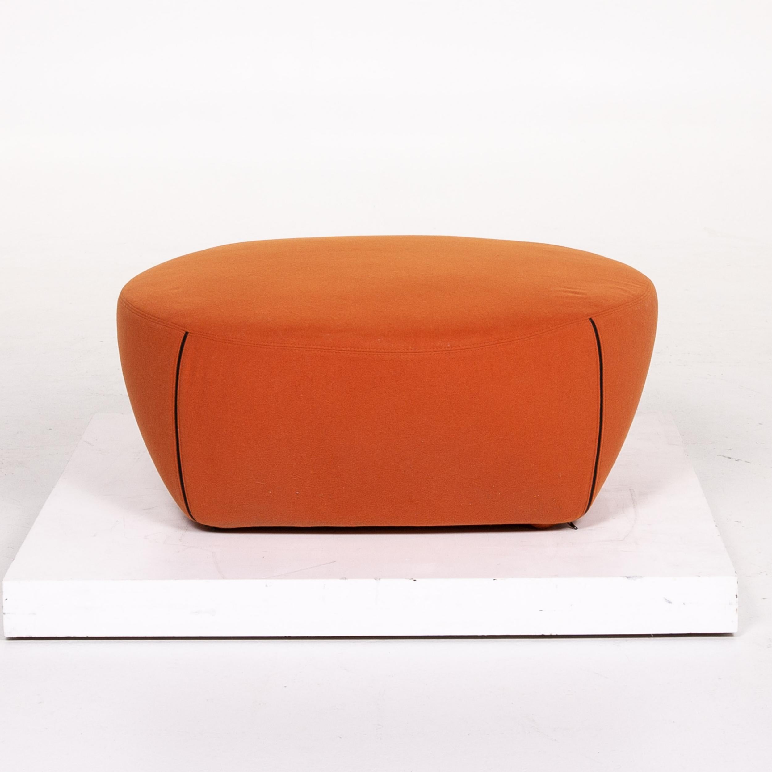 Minotti Portofino Leather Armchair Includes Stool Orange For Sale 12