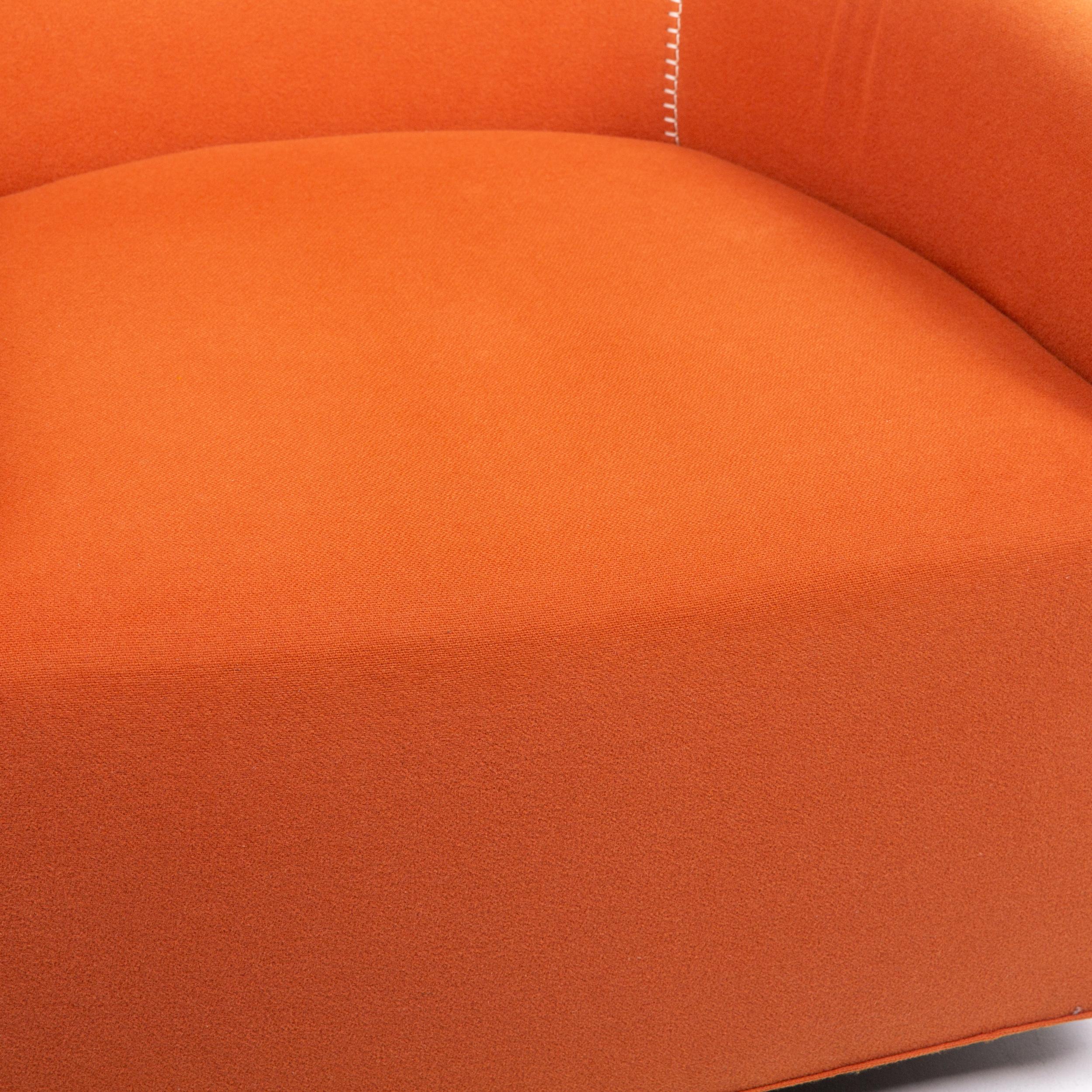 Modern Minotti Portofino Leather Armchair Includes Stool Orange For Sale