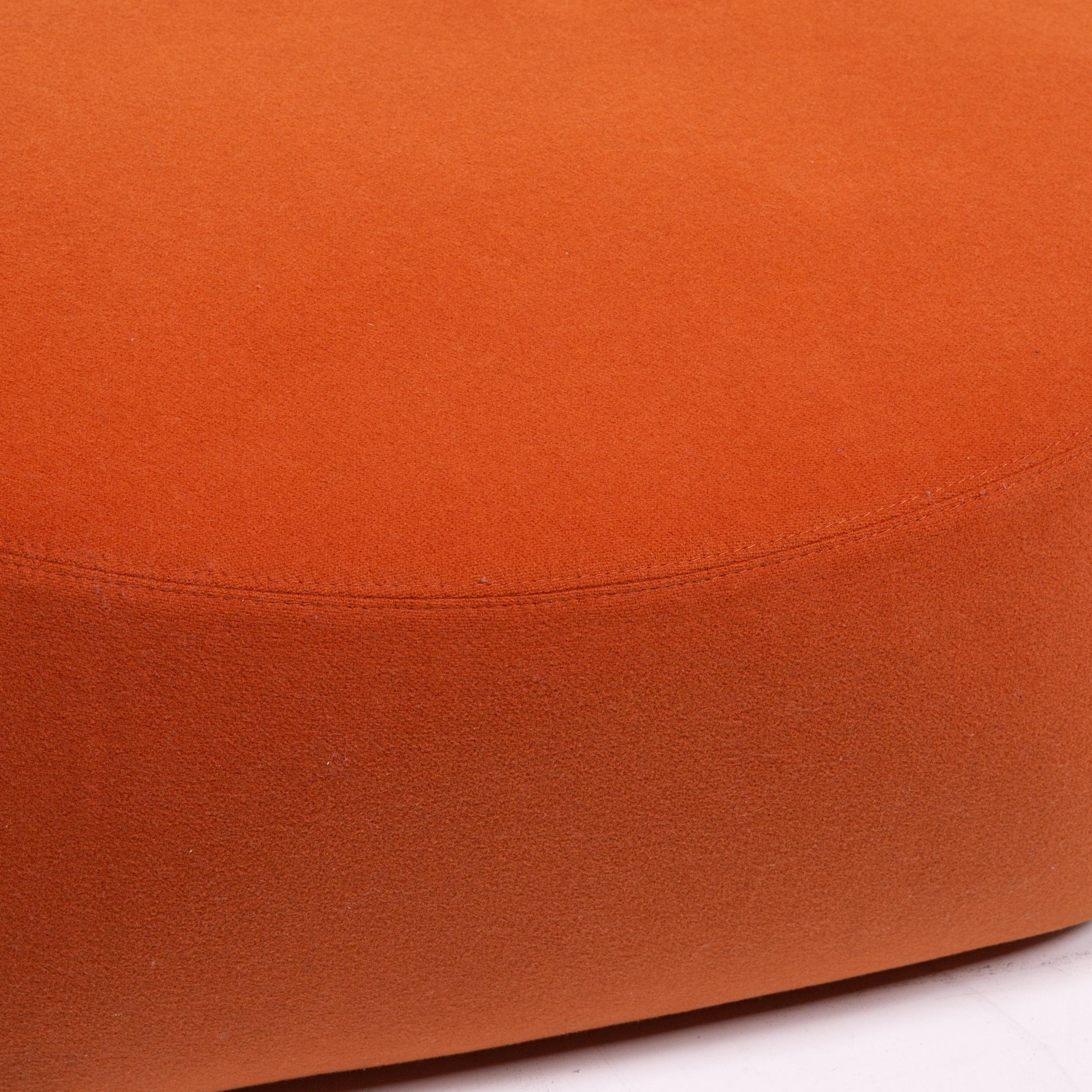 Italian Minotti Portofino Leather Armchair Includes Stool Orange For Sale