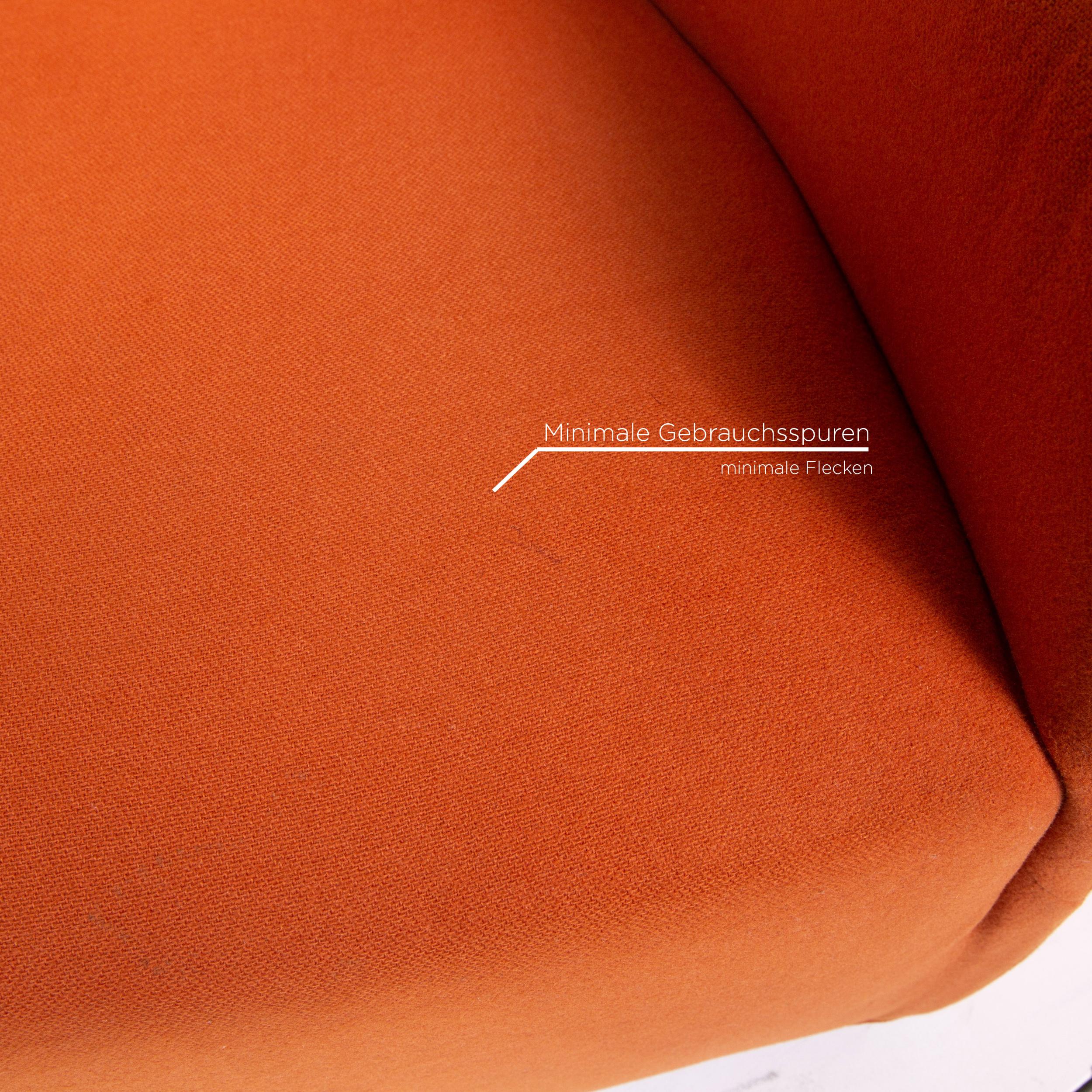 Contemporary Minotti Portofino Leather Armchair Includes Stool Orange For Sale