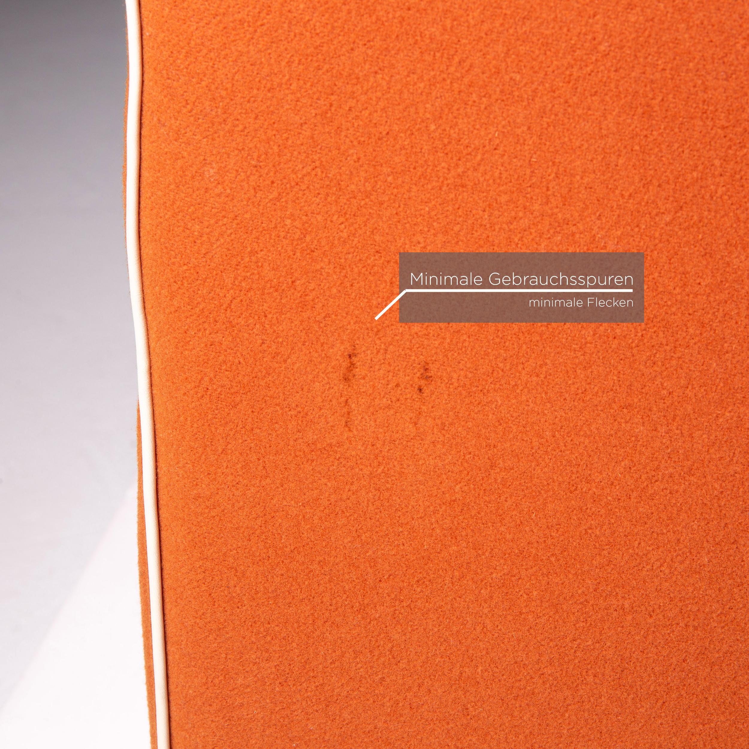 Minotti Portofino Leather Armchair Includes Stool Orange For Sale 1