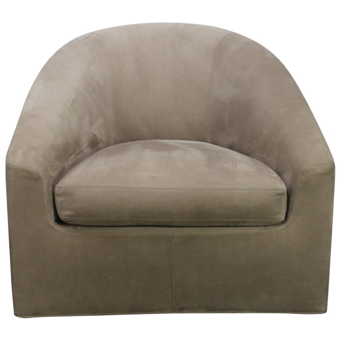 Minotti “Quinn” Swivel-Base Armchair in Suede Leather by Rodolfo Dordoni