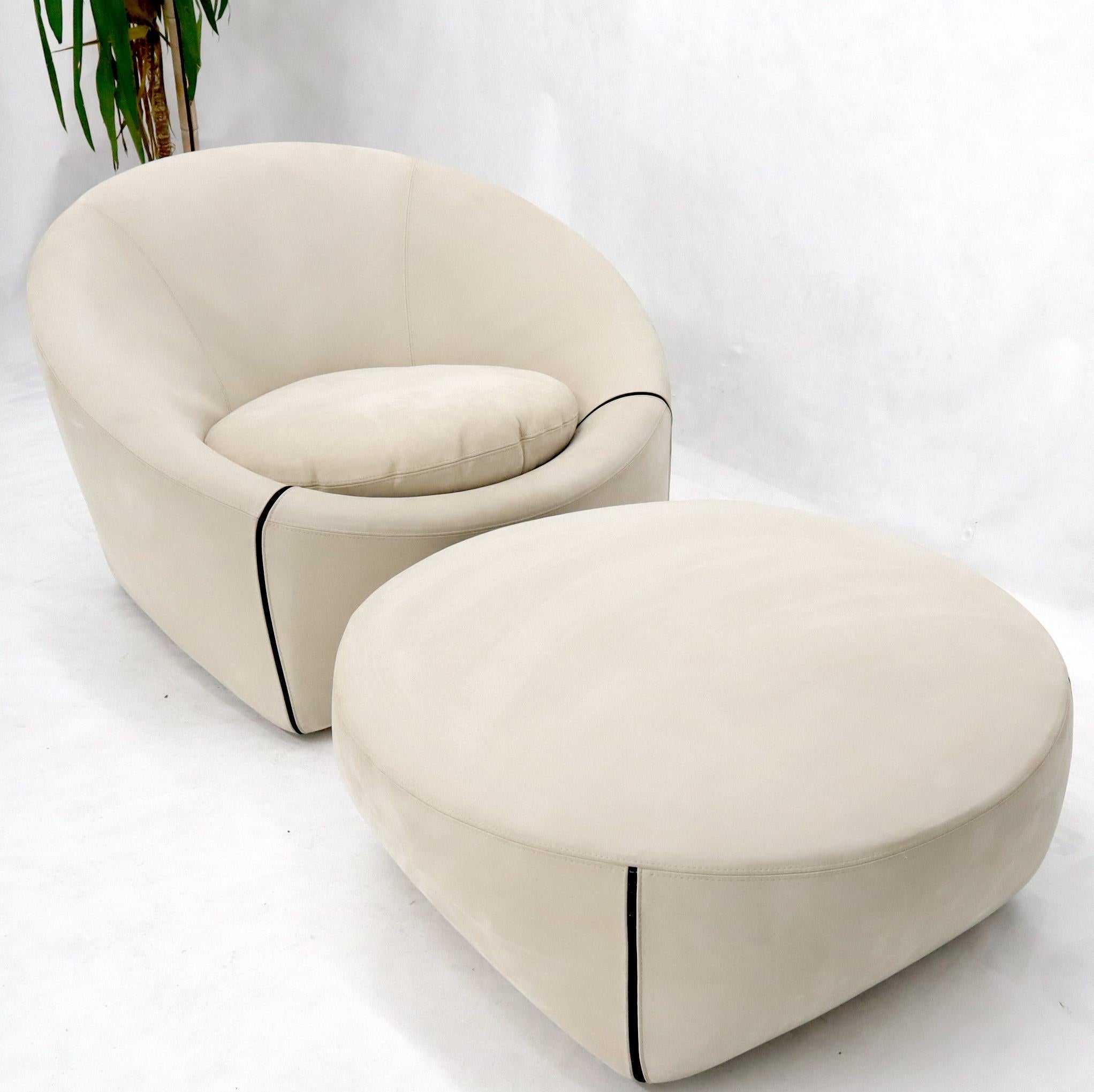 light grey chair with ottoman