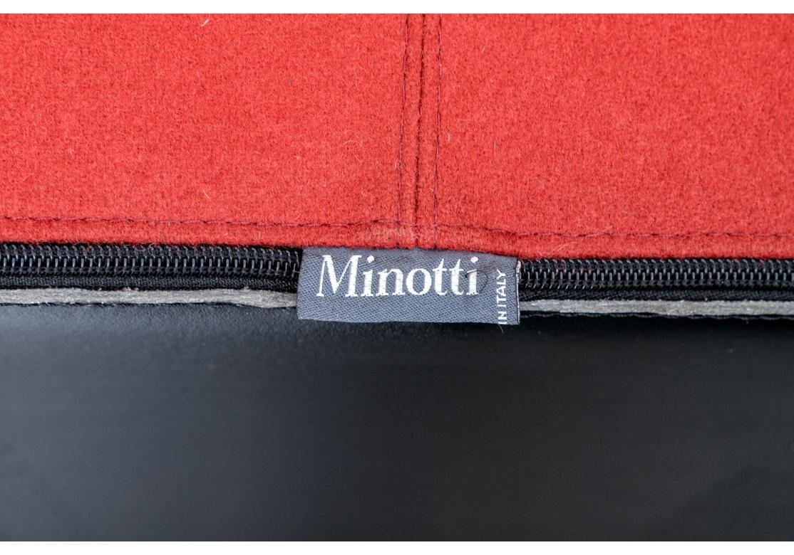 Mid-Century Modern Minotti Red Upholstered Square Ottoman For Sale