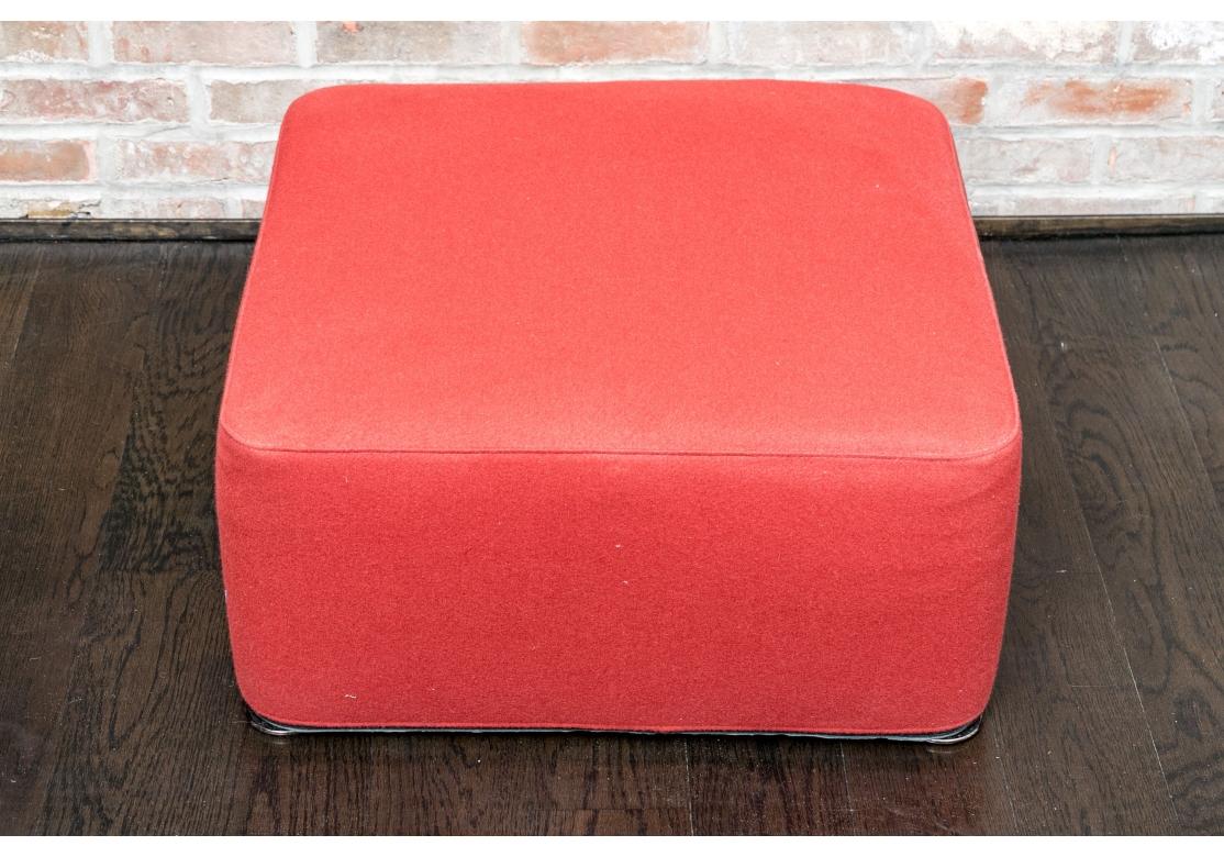 Contemporary Minotti Red Upholstered Square Ottoman For Sale