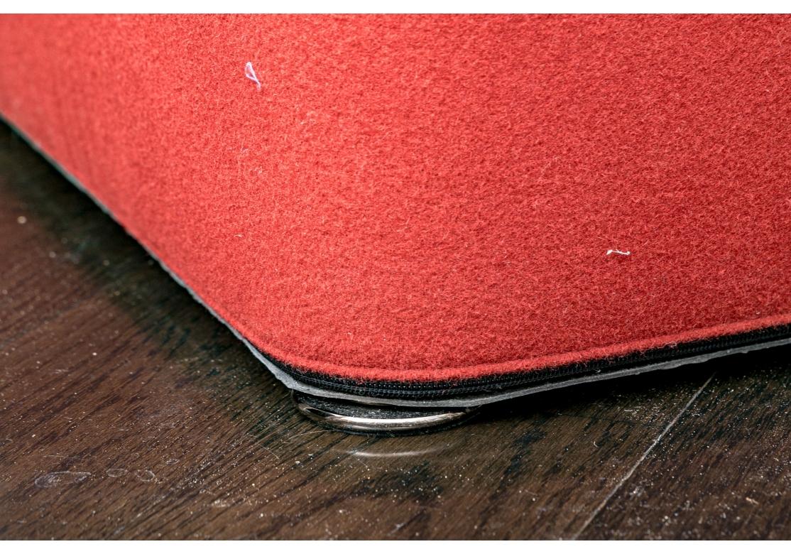Fabric Minotti Red Upholstered Square Ottoman For Sale