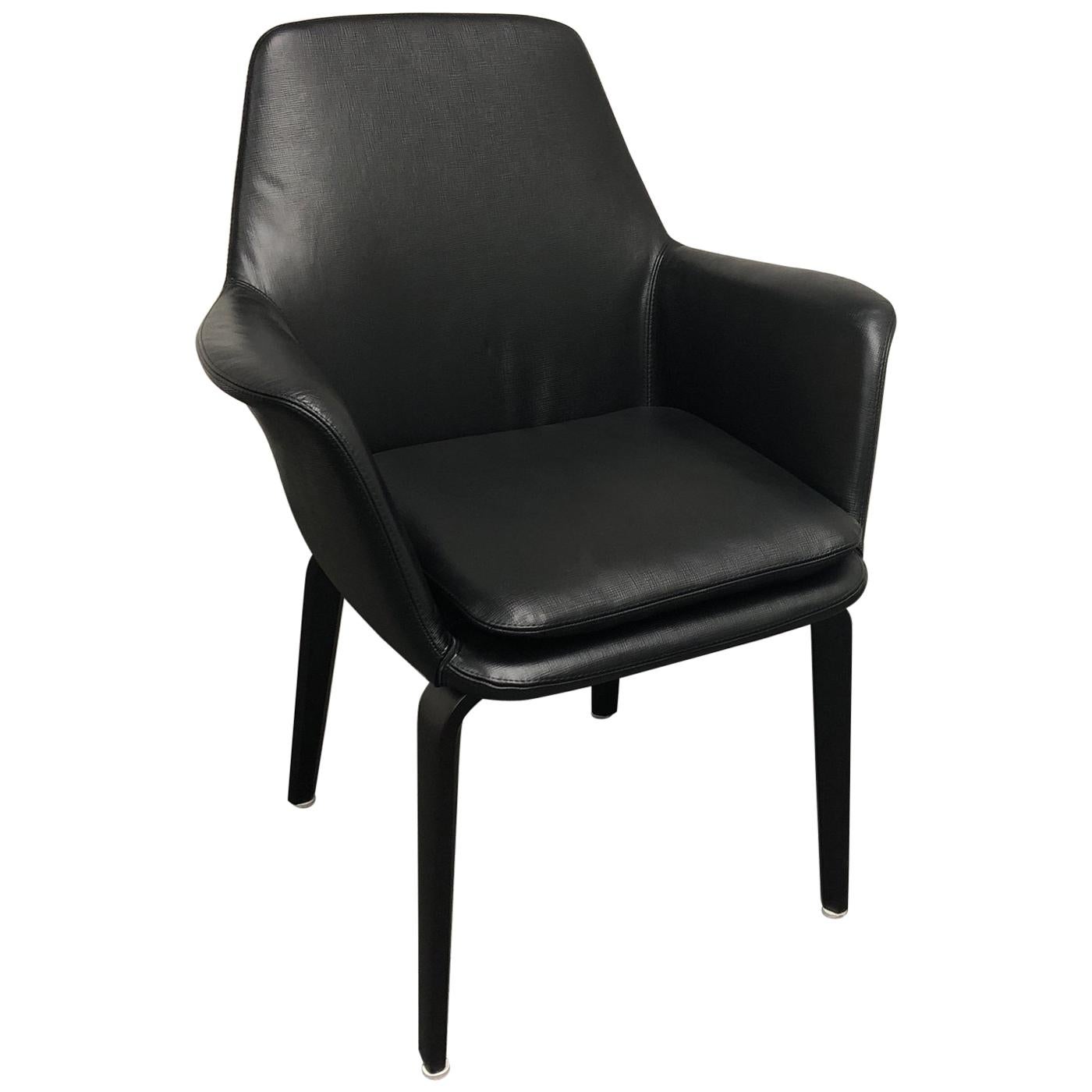 Minotti Rodolfo Dordoni York Lounge Leather Chair For Sale