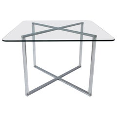 Minotti Style Square Lucite, Glass and Chrome X-Base Side /End / Cocktail Table