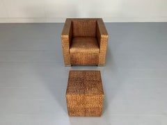 Minotti “Suitcase Line” Armchair & Ottoman - In Crocodile Leather