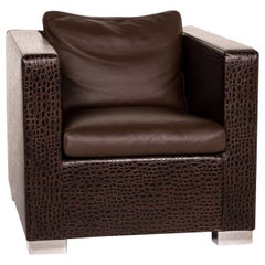 Minotti Suitcase Line Leather Armchair Brown Dark Brown